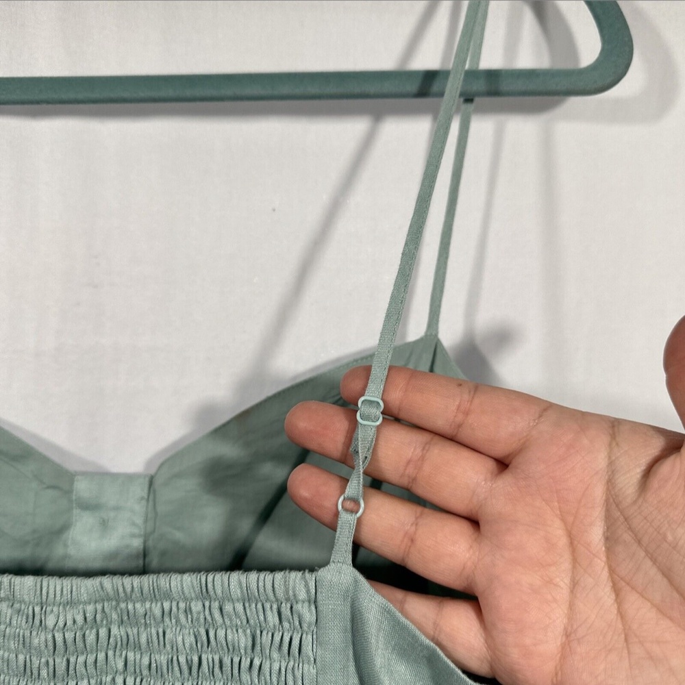 NWD $320 Reiss [ 14 US ] Catalina Linen Button Front Midi Dress in Sage‎ - Picture 12 of 16